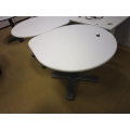 Tear Drop 3/4 Round Table 41x36" Light Off White Top, Rolling